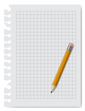 grey pencil on notebook sheet isolated vectorのイラスト素材