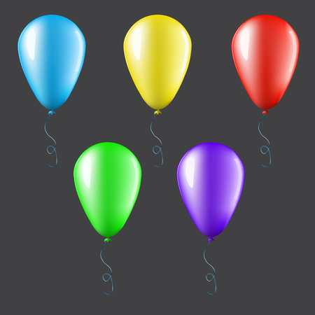 Illustration pour Set of balloons isolated on dark background - image libre de droit