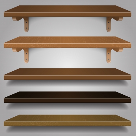Wood Shelves, different types and colorsのイラスト素材