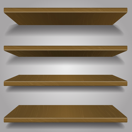 Minimal 3d wood bookshelf design  vector illustrationのイラスト素材