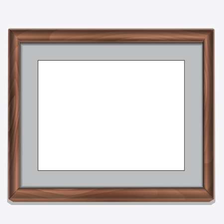Wood photo frame with texture isolated on whiteのイラスト素材