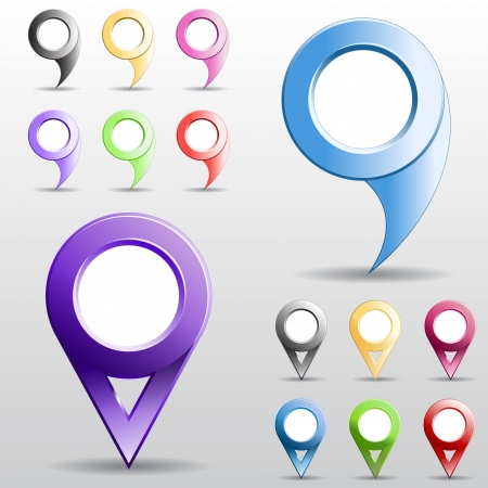 Set of multicolored circle pointers isolated vectorのイラスト素材
