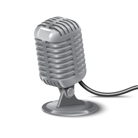 excellent illustration of Vintage  retro Microphone isolated white backgroundのイラスト素材