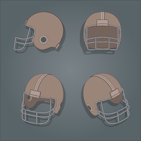 Vector American football helmets retro color style,のイラスト素材