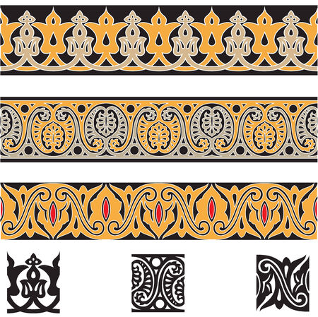 Seamless Arab Borders with template elements vector illustrationのイラスト素材