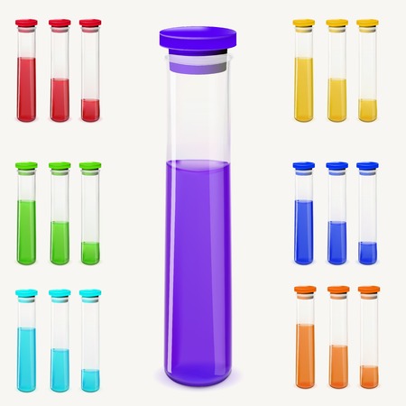Bottles of potion. Vector illustration. colorful setのイラスト素材