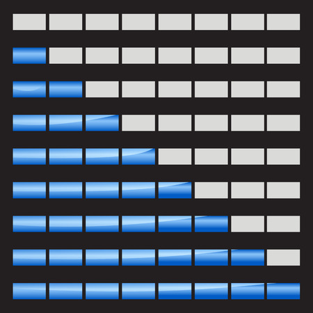 Horizontal progress bars 8 positions vector illustrations