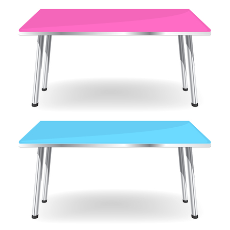 Empty rectangle Table wuth chrome legs Isolated on White Backgroundのイラスト素材