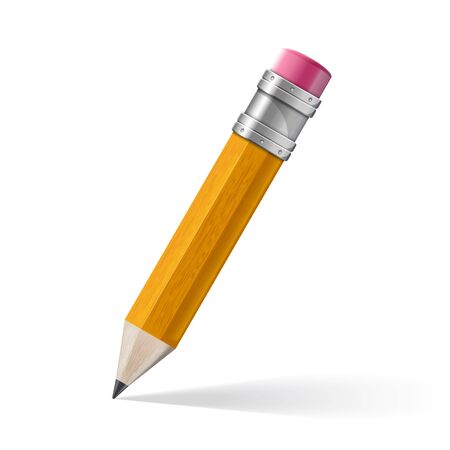 Realistic yellow pencil icon. Vector illustration. pencil wih eraserのイラスト素材