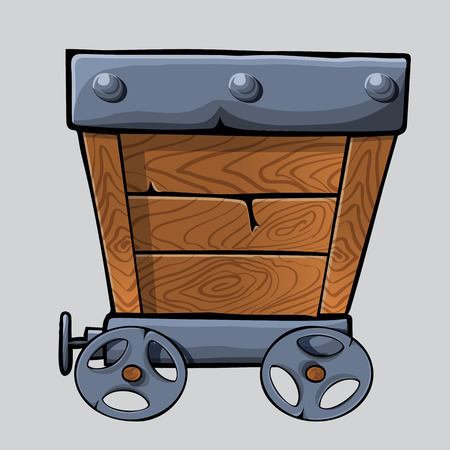 empty wooden mine cart for your designs. cartoon mine cartのイラスト素材