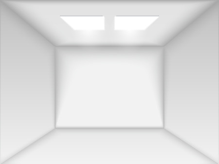 Vector empty white room. Render 3D. Perspective with two Light and Ambient Occlusionのイラスト素材