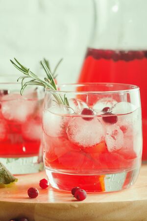 Refreshing drink with cranberriesの写真素材