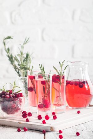 Refreshing drink with cranberriesの写真素材