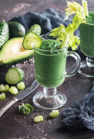 Healthy green smoothieの写真素材