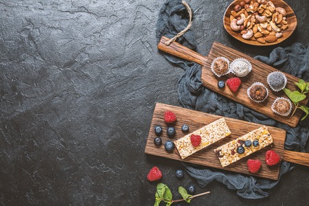 Energy bars and ballsの写真素材