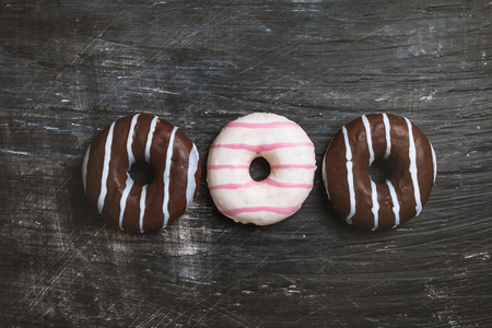 Donuts and coffee top viewの写真素材