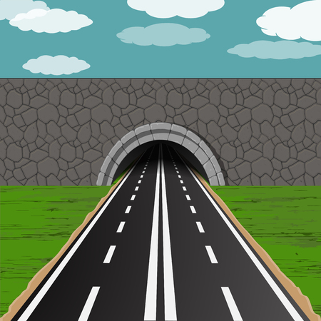 tunnel with road illustrationのイラスト素材