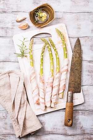 Bunch of fresh asparagusの写真素材