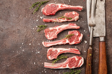 Raw lamb chops