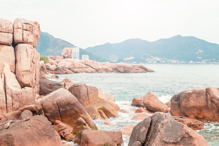 sea water between rocksの写真素材