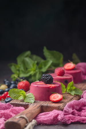 Summer dessert with berriesの写真素材