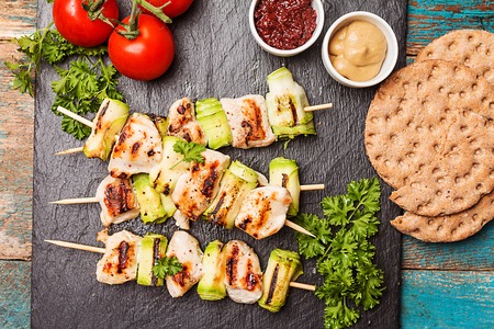 Chicken shish kebab with zucchiniの写真素材