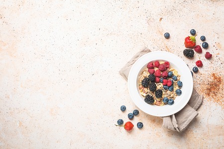 homemade oatmeal with berriesの写真素材
