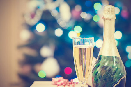 champagne glass and bottleの写真素材