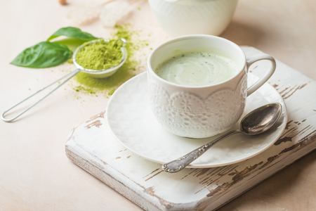 Green tea matcha latteの写真素材