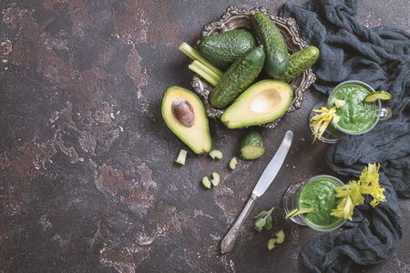 Healthy green smoothieの写真素材