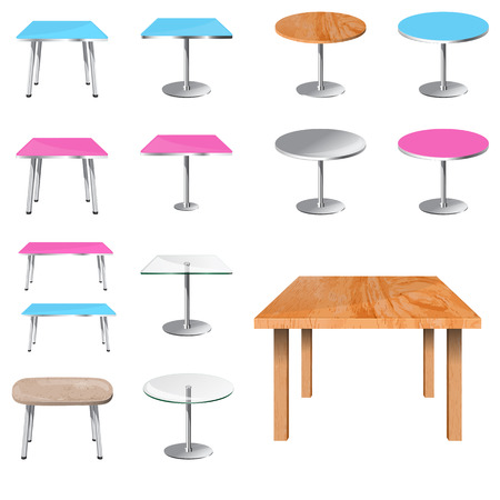 Rectangle and round Tables vector illustration setのイラスト素材