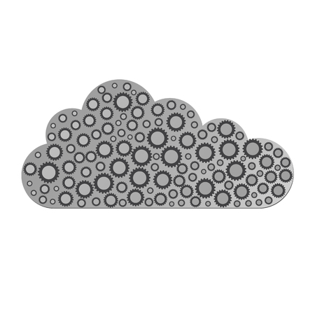 cloud with gears icon isolated on whiteのイラスト素材