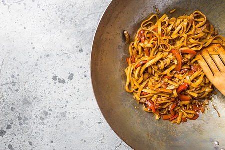 Stir fry udon noodlesの写真素材