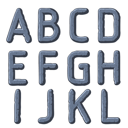Stone carved letters, numbers and typeface symbols. Vector illustration.のイラスト素材