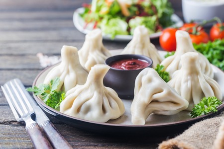 Georgian dumplings Khinkali with meatの写真素材