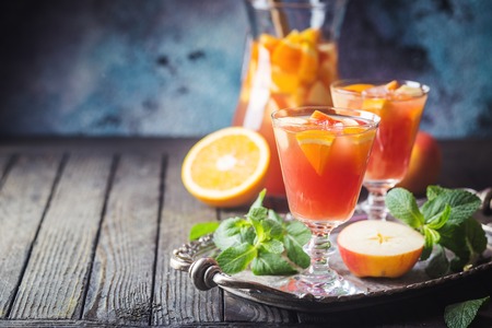 Sangria or punch with fruitsの写真素材
