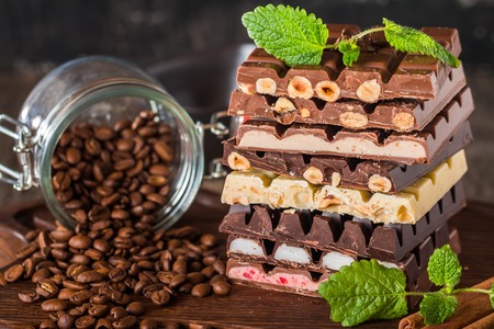 assortment of white, dark, and milk chocolate