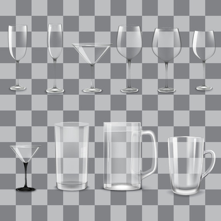 Transparent empty glasses setのイラスト素材