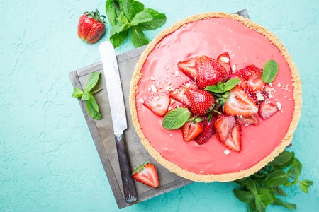 Tart with strawberriesの写真素材