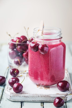 Healthy cherry smoothieの写真素材