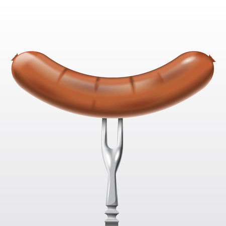 bbq Sausage on the fork, mesh isolated on whiteのイラスト素材