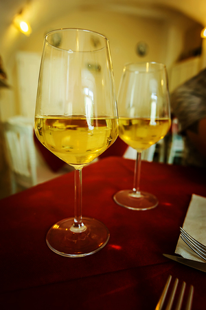 Wineglass of white wineの写真素材
