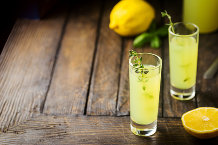Italian lemon liqueur limoncelloの写真素材