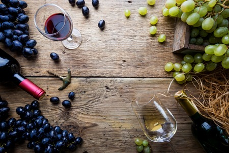Red and white wineの写真素材