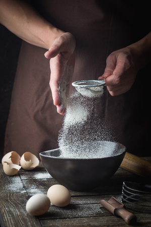 Hand clap of chef with flourの写真素材