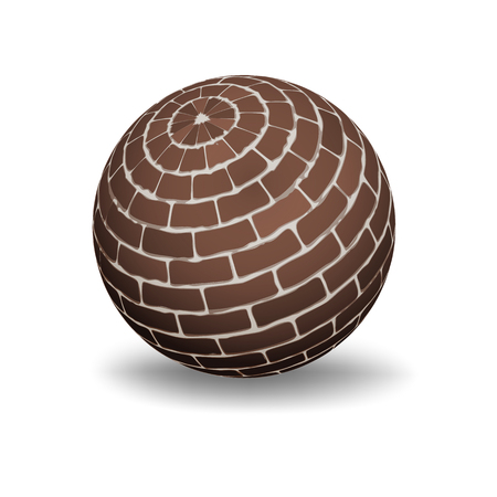 White 3D Sphere with Mapped brick Texture - Vector Illustrationのイラスト素材