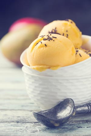 Homemade mango ice creamの写真素材
