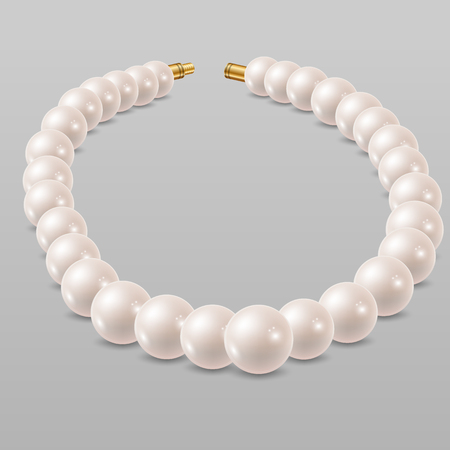 White pearl necklace isolated on white backgroundのイラスト素材