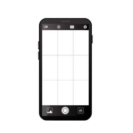 Smartphone camera viewfinder. Template focusing screen of the camera. Viewfinder camera recording. Video screen on a black background. vector illustrationのイラスト素材