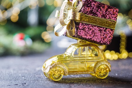 Yellow retro toy carの写真素材